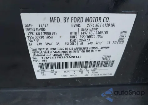 2018 Ford Explorer Limited z USA, uszkodzony, nr VIN 1FM5K7F83JGA28143